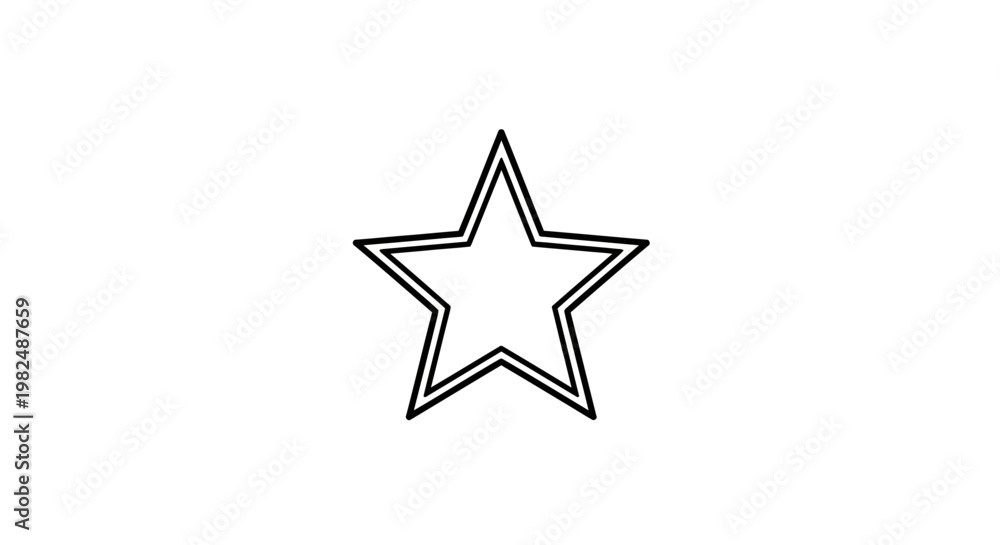 Fototapeta premium Minimalist double outline star icon. Black and white line art vector graphic. Simple geometric shape for rating, quality, success, or design element.