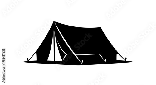 Black silhouette of a camping tent.