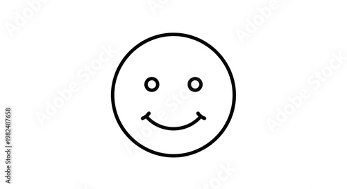 Simple black outline drawing of a happy smiley face icon on a white background, representing positive emotions, joy, and satisfaction.