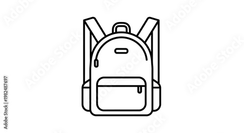 Backpack Line Icon Vector Illustration. Minimalist Travel Bag, School Rucksack Outline Drawing. Simple Luggage Graphic Element.