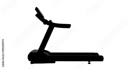Silhouette of a modern treadmill machine for exercise.