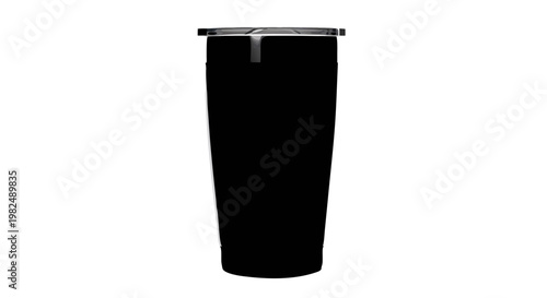 black plastic bottle tumbler isolated on white
