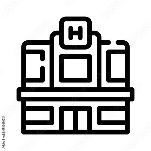 hotel building line icon