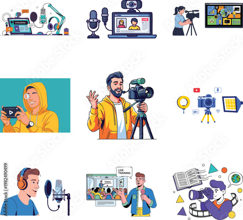 Collection of digital creation and live streaming msea set broadcasting