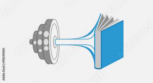 Conceptual illustration of a dumbbell merging into an open book.
