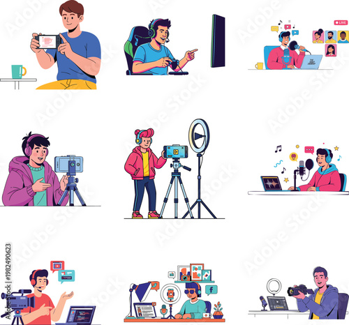 Collection of digital creators, streamers, and vloggers msea set influencer