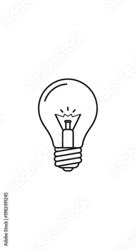 :
Minimal Light Bulb Line Icon Vector for Idea and Innovation Concept in Flat Outline Style