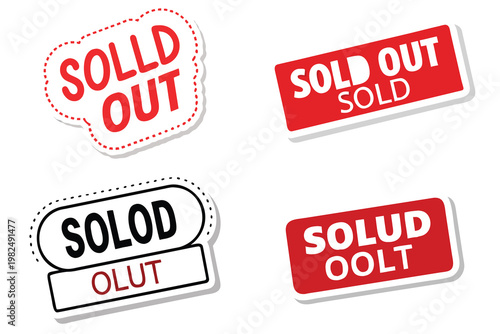 Sold Out Sticker Vector Illustration - Red Badge Icon