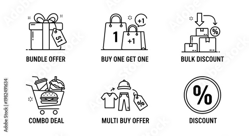 Discount shopping icons and symbols.