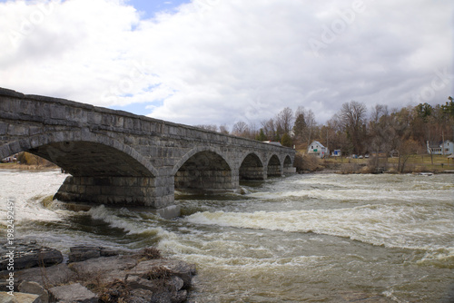 A stone bridge over a river
