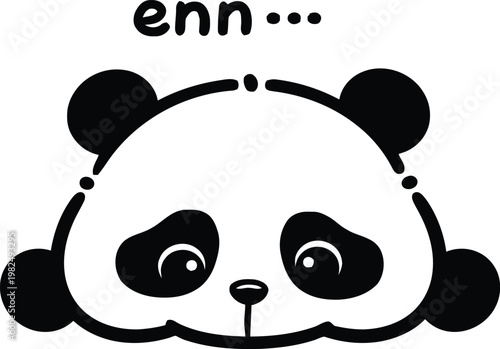 Cute Minimalist Panda Cartoon Illustration with Bored Expression and Text