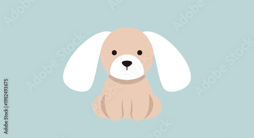 Cute cartoon puppy illustration with floppy white ears.