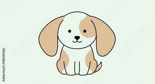 Cute cartoon puppy illustration with floppy ears sitting down.