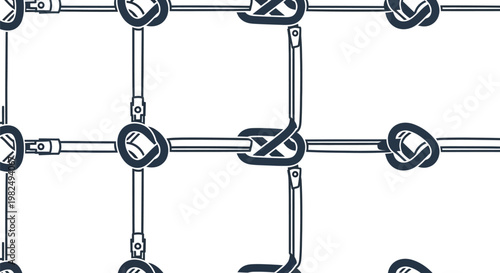 Seamless Pattern of Nautical Rope Knots and Connectors.