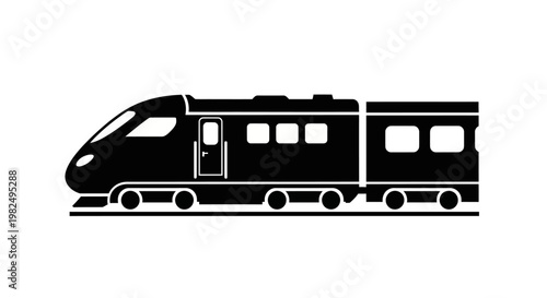Modern High-Speed Train Icon Silhouette - Vector Graphic for Fast Public Transportation and Travel Design Element