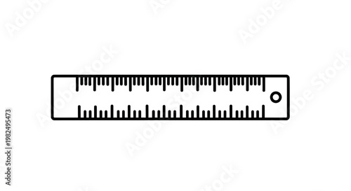 Ruler icon with scale for measurement and straightedge drawing, basic black outline vector illustration for education or office supplies