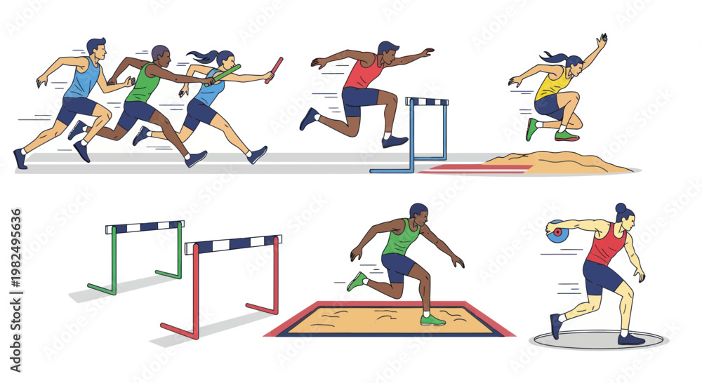 Fototapeta premium Athletics Race and Hurdles Competition, Track and Field Sports