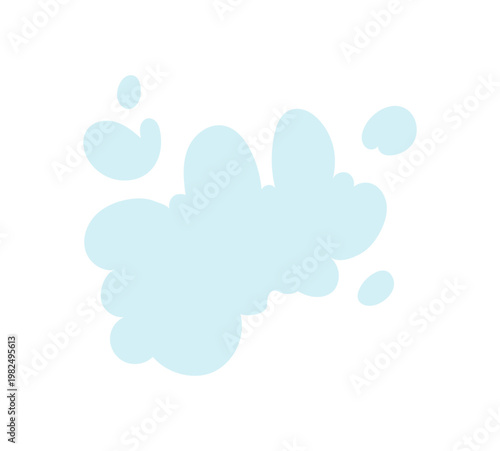 Soft haze smoke icon on white background. Rounded fluffy cloud shape act as simple smog and light vapor symbol. Gentle blue puff suggest air pollution and gaseous fume in sky, abstract aerosol