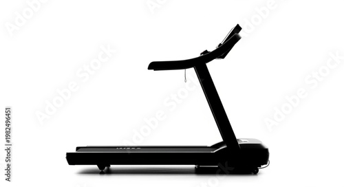 Silhouette of a modern treadmill machine for exercise.