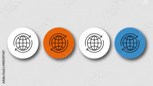 Four colorful circular buttons featuring nautical and maritime symbols Vector