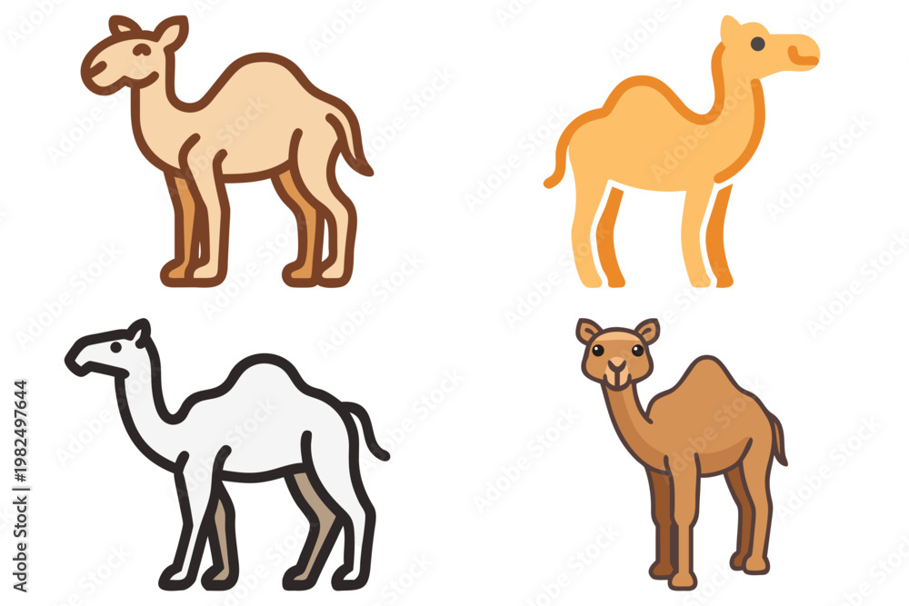 Obraz premium Vector Silhouette of a Camel in Desert Landscape