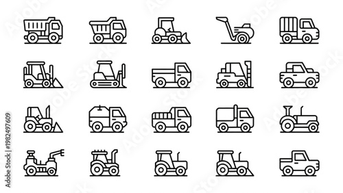 Assorted stylized icons depicting various animals and objects in simple line art Vector