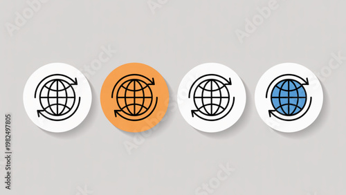 Four stylized icons depicting different types of ancient coins and tokens Vector
