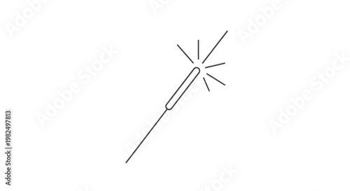 Sparkler Icon - Simple Line Art Celebration Sparkle and Light Symbol
