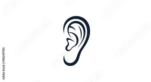 Stylized Ear Icon on White Background - Hearing, Listening, and Sound Concept