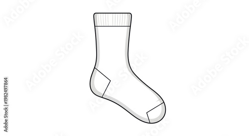 Clean White Sock Illustration - Isolated on White Background