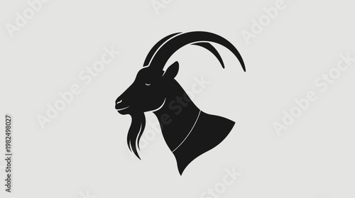 Minimalist Black Goat Head Logo Vector