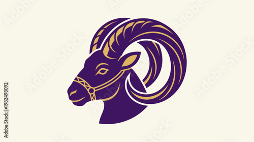 Premium Purple Ram Logo Vector