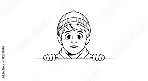 Smiling boy wearing a beanie hat.