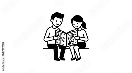 Couple Reading a Magazine Together