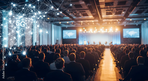 Cinematic Auditorium Crowd – Wide-Angle Professional Conference Audience View
