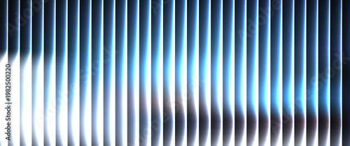 Fotografie light rays through vertical blinds creating striped pattern on wall