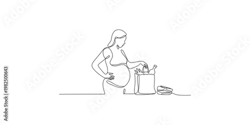Pregnant woman sitting with shopping bags and bottle of wine pregnancy alcohol expectant mother relaxation
