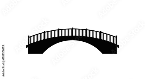 Arched Bridge Silhouette Vector Icon Design Element
