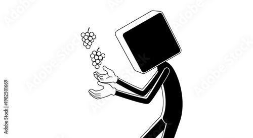 Black and white person holding grapes.