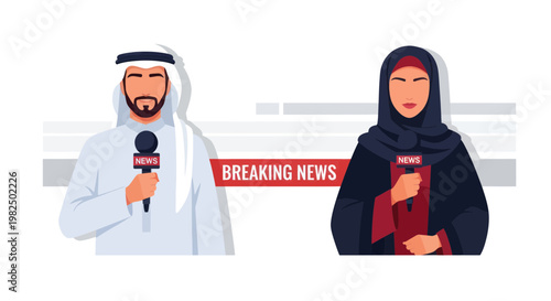 Arab News Anchors Reporting Breaking News