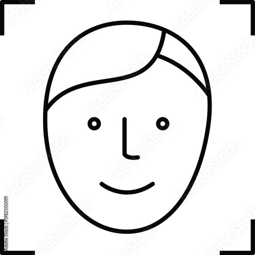 Art & Illustration, Facial recognition biometric scan and face ID line icon