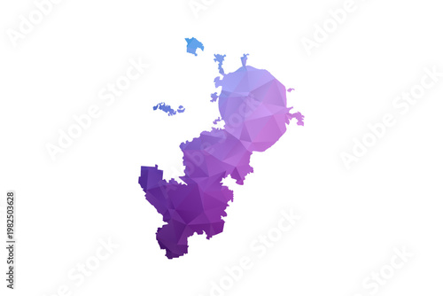 Moscow Map - Polygon Style Vector Illustration in Blue and Purple Gradient, Low Poly Geometric Design, Isolated on White Background, Ideal for Infographics and Learning Materials.