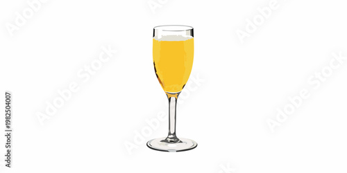 A tall flute glass filled with vibrant orange sparkling beverage