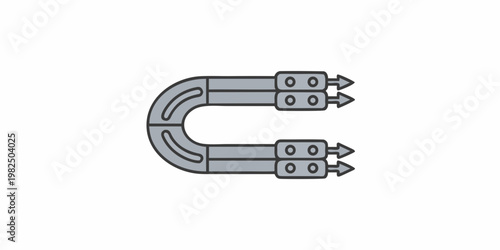 Simple illustration of a horseshoe magnet with visible magnetic field lines