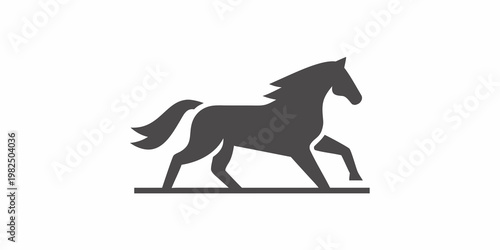 Stylized black silhouette of a horse in a dynamic running pose