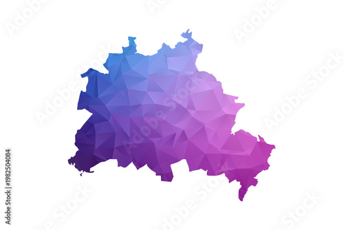 Berlin Map - Polygon Style Vector Illustration in Blue and Purple Gradient, Low Poly Geometric Design, Isolated on White Background, Ideal for Infographics and Learning Materials.
