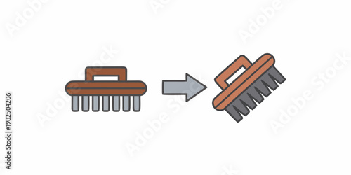 Illustration of a hairbrush transforming from simple to detailed design