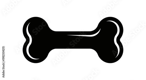 Simple Black Dog Bone Icon Silhouette, Isolated on White Background