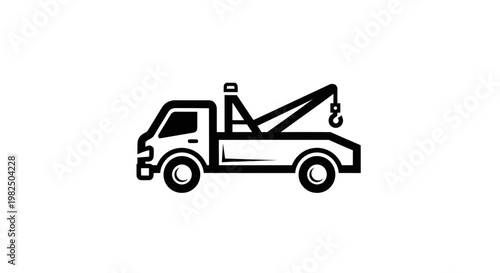 Tow Truck Icon Silhouette - Roadside Assistance Vehicle
