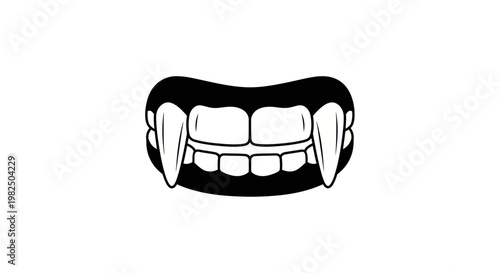 Vampire Fangs Mouth Halloween Biting Scary Teeth Isolated White Background